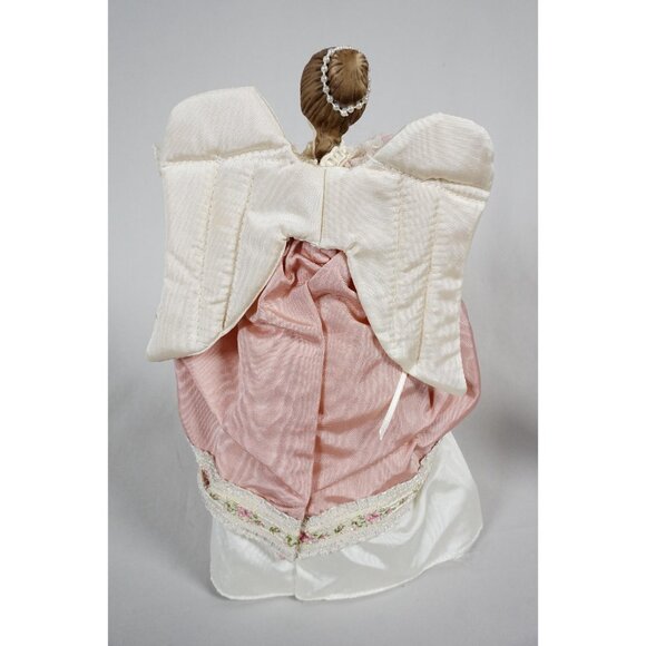 Vintage Angel Tree Topper Christmas Decoration Pink and Ivory Dress Wings NO BOX - Picture 4 of 6